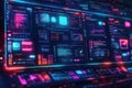 Abstract futuristic web design concept. Graphical user interface displays interactive elements, data visualizations. Modern tech Royalty Free Stock Photo
