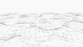 Abstract futuristic white background. Digital dynamic wave. Blockchain technology background. Big data visualization. 3D
