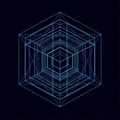 An abstract, futuristic wireframe of a hexagon or cube vector design Generative AI Royalty Free Stock Photo
