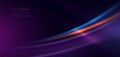 Abstract futuritic neon light curved orange and blue on dark purple background Royalty Free Stock Photo