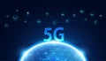 Abstract 5G holographic network wireless internet Wi-fi connection and internet Royalty Free Stock Photo