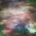 Abstract galaxy background with stars and planets with colorful smoke motifs universe night light space Royalty Free Stock Photo