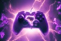 abstract gamepad joystick in neon light. Generative AI Royalty Free Stock Photo