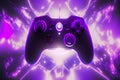 abstract gamepad joystick in neon light. Generative AI Royalty Free Stock Photo