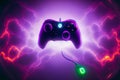 abstract gamepad joystick in neon light. Generative AI Royalty Free Stock Photo