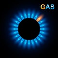 Abstract Gas burner with blue flame Royalty Free Stock Photo