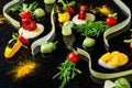 Abstract gastronomy vanguard concept molecular cuisine background Royalty Free Stock Photo