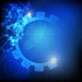 Abstract gears on blue background