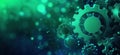 Abstract gears in green and blue background representing technology and innovation Royalty Free Stock Photo