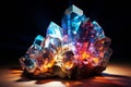 Abstract gem crystals illuminated by light on black background Royalty Free Stock Photo