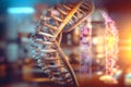 Abstract genetic information DNA helix. Genetic code DNA molecule structure. Genetic engineering, gene manipulation. Generative AI Royalty Free Stock Photo