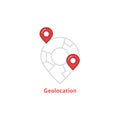 Abstract geolocation logo with map pin