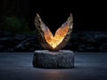 Abstract geological formation with glowing core.