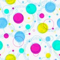 Abstract geometic background, festive pattern with different geometric shapes. Bright and vivid colors of 80s, 90s neon style. Royalty Free Stock Photo