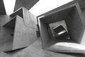 Abstract geometric architecture with concrete cubes and shadows. 3d render Royalty Free Stock Photo