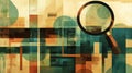 Abstract geometric art with magnifying glass motif, exploring depth and perspective