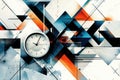 Abstract Geometric Artwork Featuring a Clock and Bold Colors Royalty Free Stock Photo