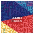 Central text reads SECRET HIDDEN in white against a red background Royalty Free Stock Photo