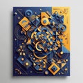 Abstract geometric artwork featuring interlocking shapes in blue and Royalty Free Stock Photo