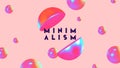 Abstract geometric background with ball and spheres. Minimal trendy poster and banner. Realistic metallic round and