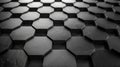 Abstract geometric background of black hexagonal tiles in perspective Royalty Free Stock Photo