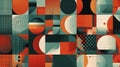 Abstract geometric background with circles and squares in retro style. Vector type illustration Royalty Free Stock Photo