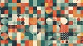 Abstract geometric background with circles and squares in retro style. Vector type illustration Royalty Free Stock Photo