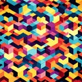 Abstract geometric background with colored cubes. Seamless pattern. Vector illustration. Generative AI Royalty Free Stock Photo