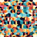 Abstract geometric background with colorful cubes. Seamless pattern. Vector illustration. Generative AI Royalty Free Stock Photo