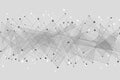 Abstract geometric background. Connected triangles on a gray background. Plexus web. Big data. Modern polygonal design. Vector ill