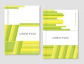 Abstract geometric background. Cover design for Brochure leaflet flyer. Yellow, green, light green diagonal lines. A4 size. Royalty Free Stock Photo