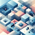 Abstract geometric background with cubes and rectangles. 3d vector illustration. Generative AI Royalty Free Stock Photo