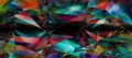 Abstract geometric background for design. Many colorful triangles in a chaotic mess. Panoramic background