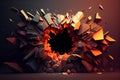 Abstract geometric background. Explosion power design with crushing surface. 3d illustration. Generate Ai Royalty Free Stock Photo