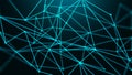Abstract geometric background featuring glowing neon blue network connections and plexus shapes, ideal for technology or science- Royalty Free Stock Photo