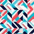 Geometric Seamless Pattern: Busy Compositions In Blue And Red Royalty Free Stock Photo