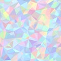 Abstract geometric background featuring a seamless pattern of iridescent pastel triangles creating a vibrant crystalline texture Royalty Free Stock Photo