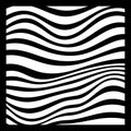 Abstract Geometric Background of Fluid Waves with Fashionable Striped Surface Pattern - Black and White, Vector Swirls Royalty Free Stock Photo