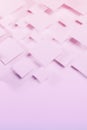 Abstract geometric background with flying rhombuses - light pastel pattern in trendy colors - purple, pink with soft shadows.