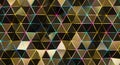 Abstract geometric background with gold triangles and iridescent edges