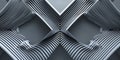 Abstract geometric background with gray metallic shapes, a symmetrical pattern, 3D rendering