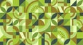 Abstract geometric background with kiwi fruit in Bauhaus style. Texture with simple repeating shapes, mosaic retro