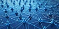 abstract geometric background with many people icons. blue background visualizing social networks or the Internet web. 3d