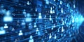 abstract geometric background with many people icons. blue background visualizing social networks or the Internet web. 3d