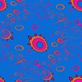 Seamless concentric circles pattern pink violet and orange on blue Royalty Free Stock Photo