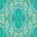 Regular delicate ornamental pattern turquoise green and pink centered