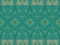 Regular ornate diamond pattern turquoise green and gray