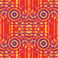 Regular round ornamental pattern red orange yellow blue and purple centered