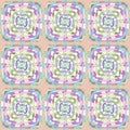 Regular squares pattern white blue green purple pink