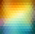 Abstract geometric background with orange, blue and yellow triangles. Summer sunny design. Royalty Free Stock Photo